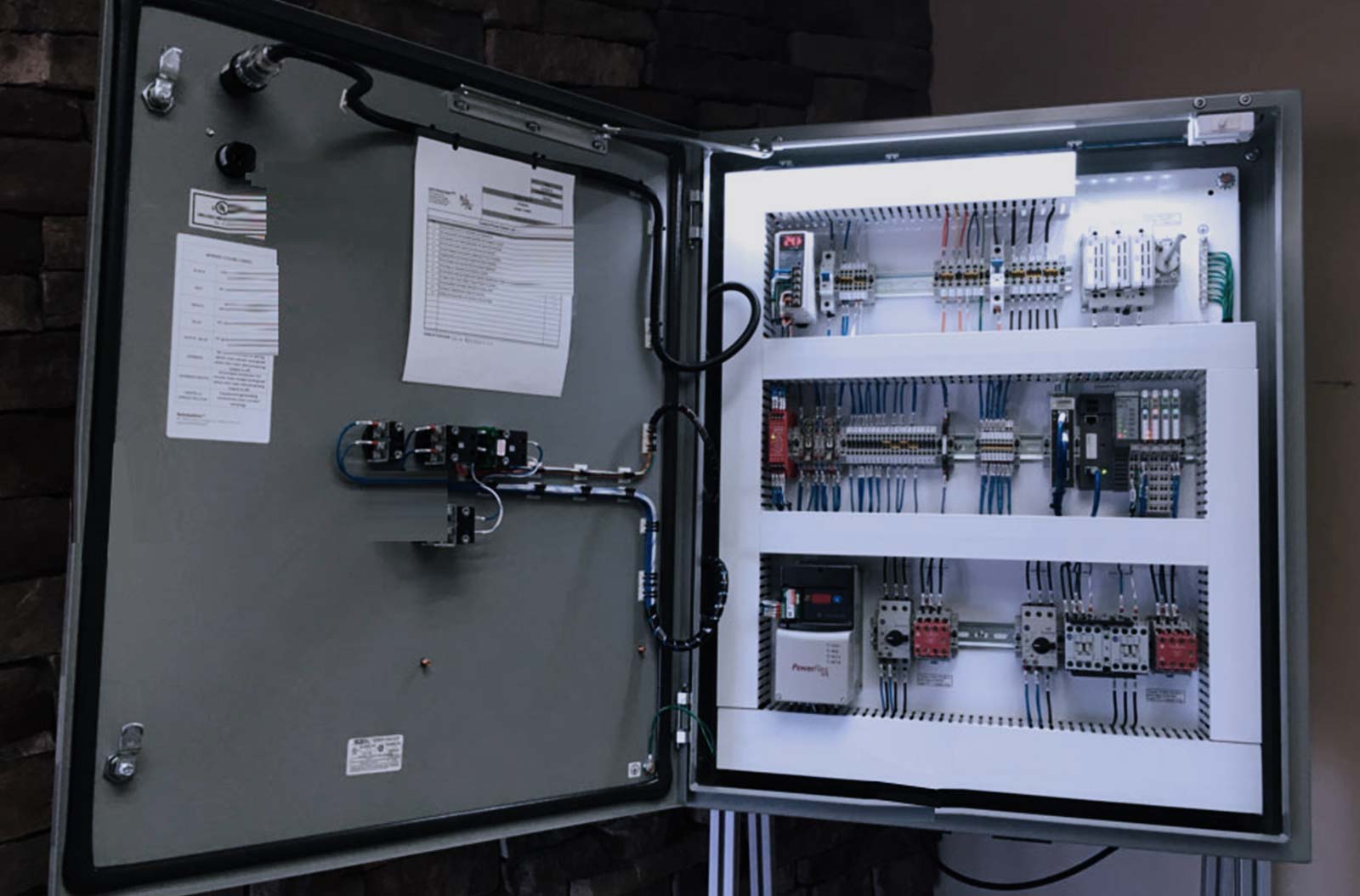 Panel example photo with lots of wiring
